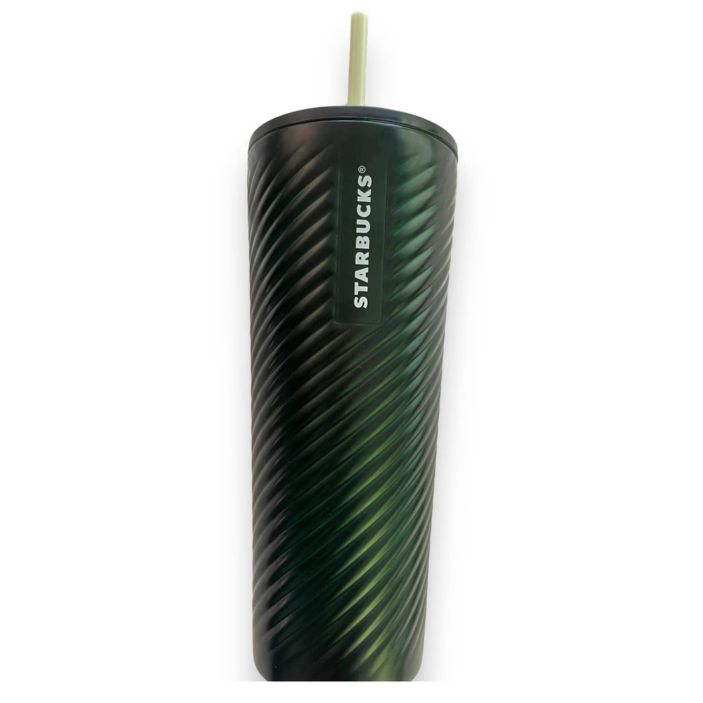 2022 Starbucks Green Swirl Forest Textured Stainless Steel Venti Tumbler 24 oz